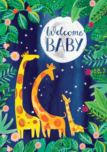 Giraffe Welcome Baby Card created by Katie Whitton Design