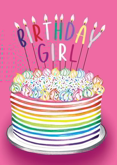 Cute Colourful Birthday Girl Cake Card created by Amy Florence Design
