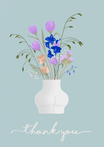 Cute Floral Thank You Ceramic Bum Vase Card created by Sarah Stephenson