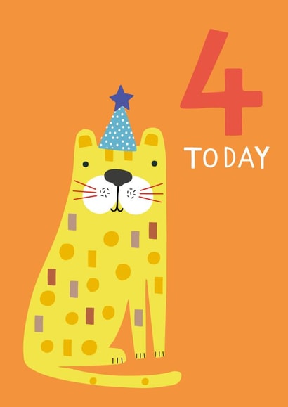 Cute 4th Birthday Card - Cheetah - 4 Today created by Sally Payne Design