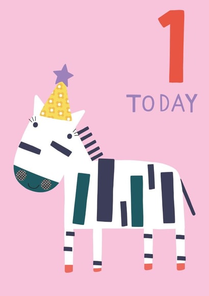 Cute Birthday Card - For Her - Zebra - 1st Birthday created by Sally Payne Design
