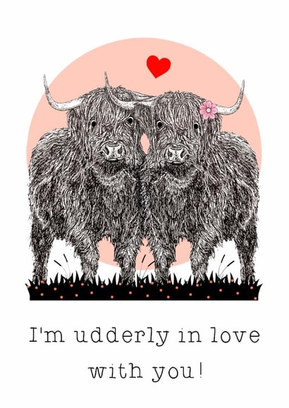 Cute Highland Cows- Pun- Card created by Beth Higgins Art