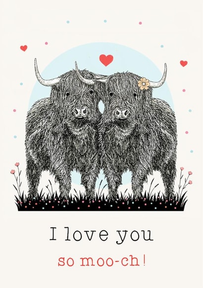 Cute Highland Cows- Pun- Card created by Beth Higgins Art