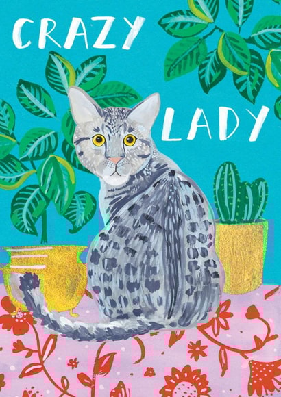Crazy Cat Lady Greetings Card created by Katie Whitton Design