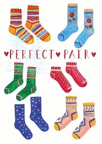 Cute Engagement Card / Wedding Card / Anniversary Card - Socks - Perfect Pair created by Katie Whitton Design