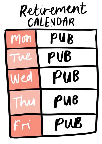Funny Retirement Calendar Pub Card created by Studio Yelle