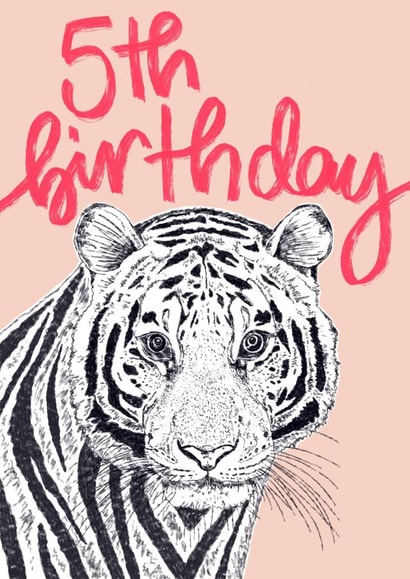 Children's 5th Birthday Tiger Card created by DaphneRosa