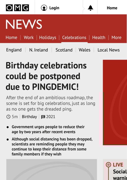 BBC News Pingdemic Birthday Card created by Cards from Designers