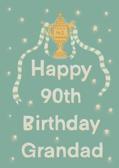 Football trophy no.1 grandad happy 90th birthday card created by Envy Row