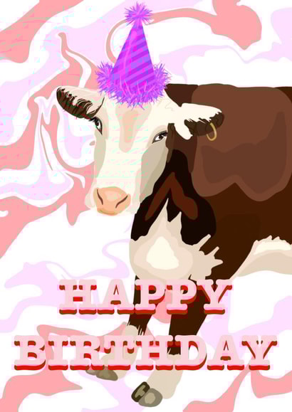 Funky birthday cow created by Lana Bennett
