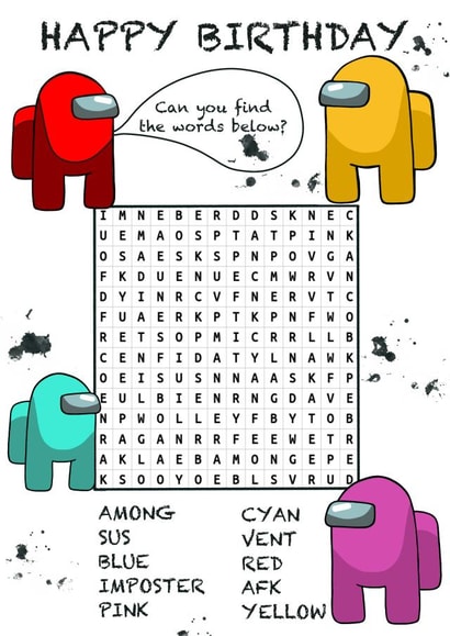 Among Us Happy Birthday Card created by Kate and Co