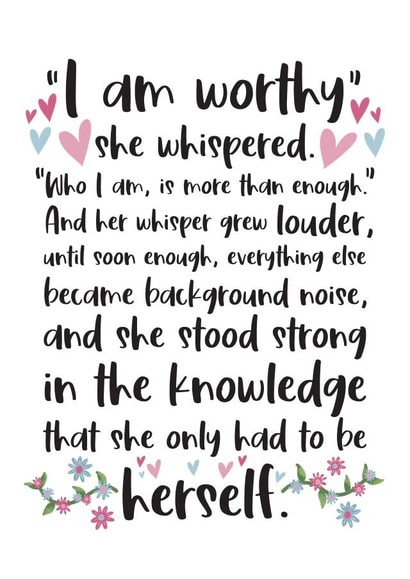I am Worthy - Self Esteem, Anxiety and Depression Card created by And You Can Quote Me