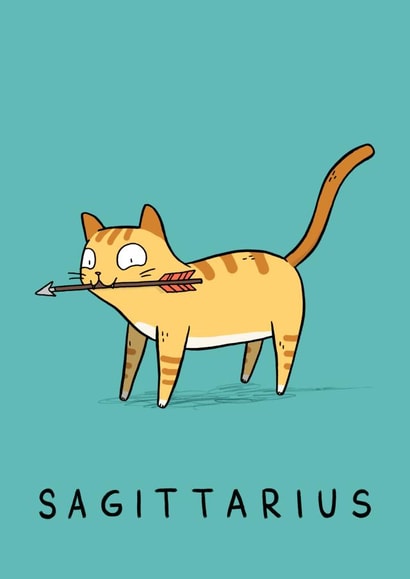 Sagittarius Zodiac Cat Card created by Camille Medina