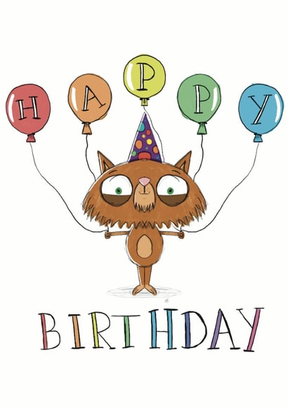 Happy Birthday Party Cat created by Doodles by Neil