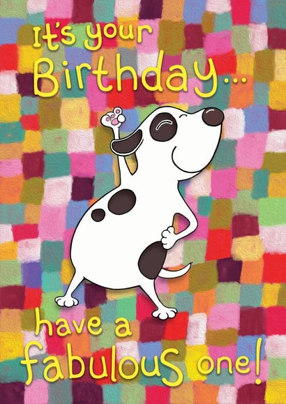 Patchwork Pup Dancing Birthday Card created by Aimee Beaven