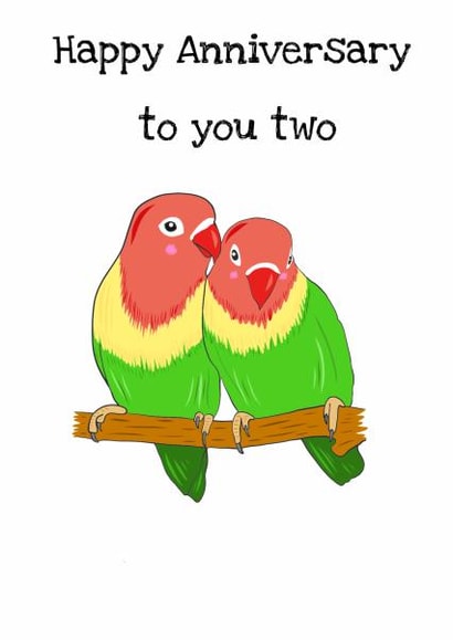 Cute Lovebirds Anniversary Card - Birds - Happy Anniversary You Two ...