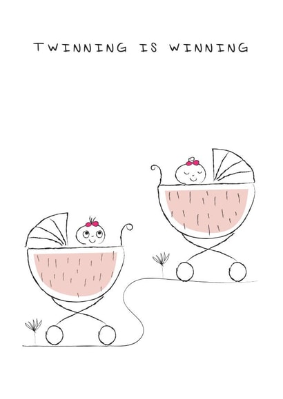 Twinning is winning, new baby card created by Eli&Mama