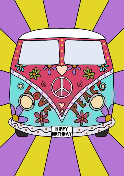 Hippy Birthday VW camper van card  created by Little Prints Fred Designs
