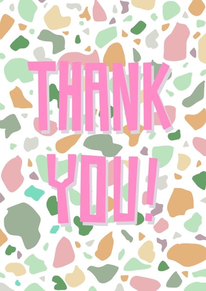 Thank you terrazzo in bubblegum pink created by Feline Good