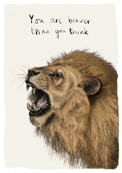 You Are Braver Than You Think, Lion Encouragement Card created by Beth Goodwin