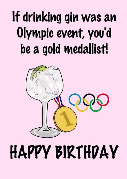 Olympic themed birthday card for a gin lover created by Shore Designs