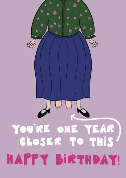Rude Birthday Card - Boobs - You're One Year Closer To This created by Triple Kiss Designs