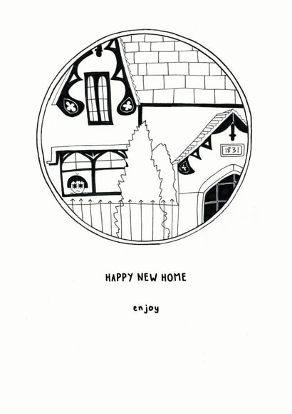 Quirky Modern Black and White New Home Card created by Floki and Rollo