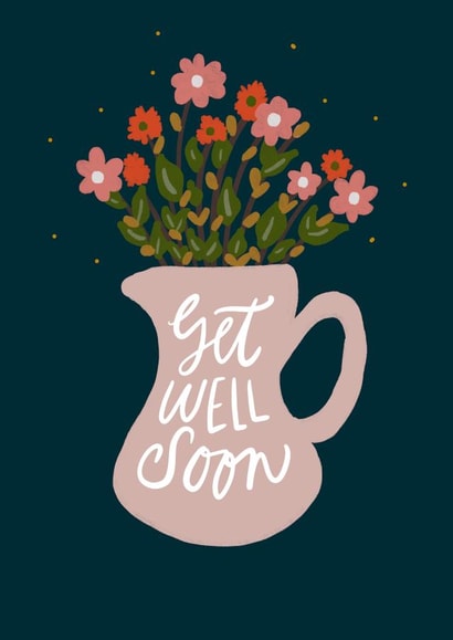 Get well soon jug of flowers card created by Lea Velasquez