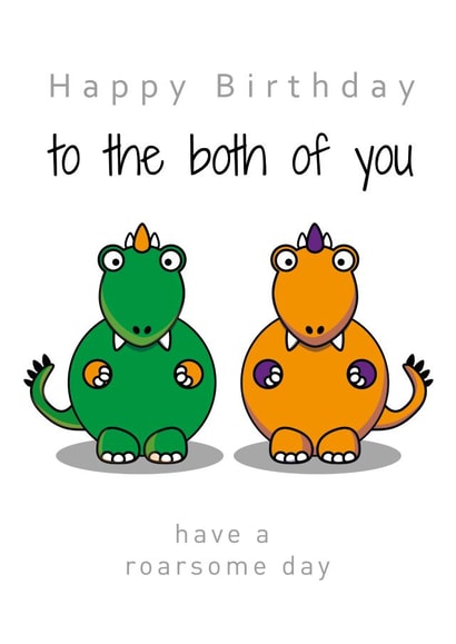 Dinosaur Twin Birthday Card created by Twinny Things