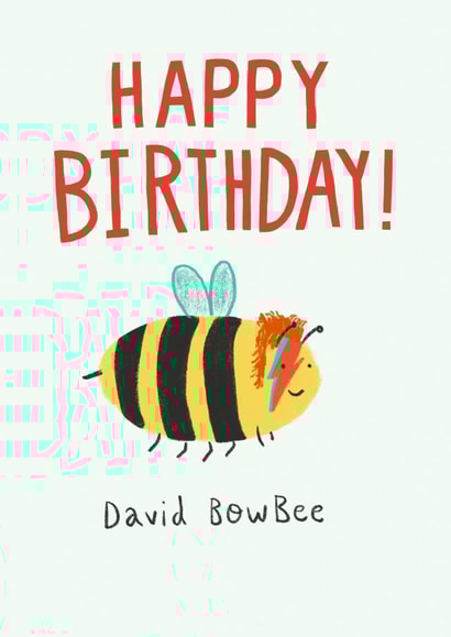 Bee Dressed As David Bowie Birthday Card created by Floydie