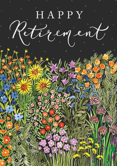 Beautiful floral happy retirement card created by Making Meadows Ltd