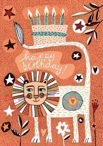 Birthday Lion and Cake Card created by The Illustrated World of Lisa Berkshire