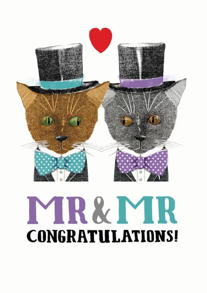Mr and Mr - cat wedding card created by Pencilface