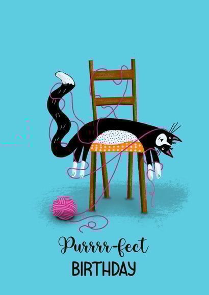 Lazy cat birthday card created by The Arty Apples Limited