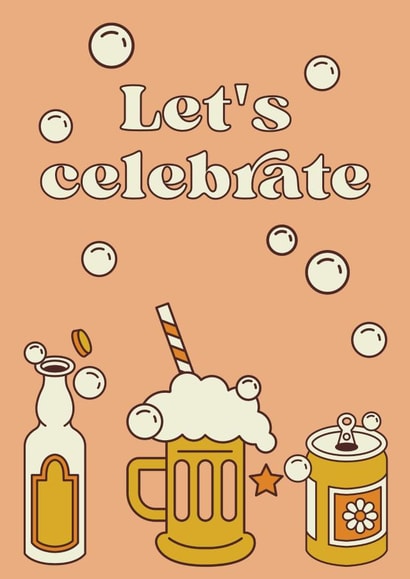 Let's celebrate, 70s beer style created by Lauren Beth Designs