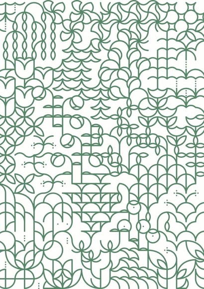 London Plants Geometric Design Greeting Card created by Yijing Li