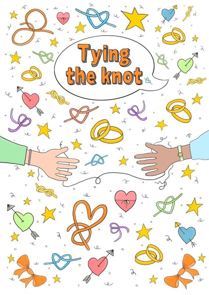 Tying the knot - Illustrated wedding card created by The Illustrated Saying 