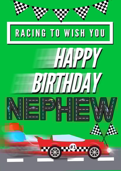 Nephew - Racing to wish a happy Birthday created by Kerrylovescards