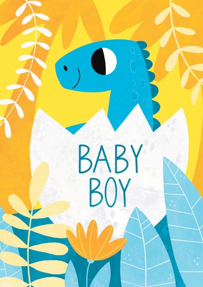 Newborn card with cute dinosaur for baby boy created by Nastya Rizaeva