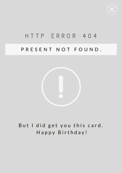 HTTP ERROR 404 TECH Funny Card Present Not Found created by Jam On Toast