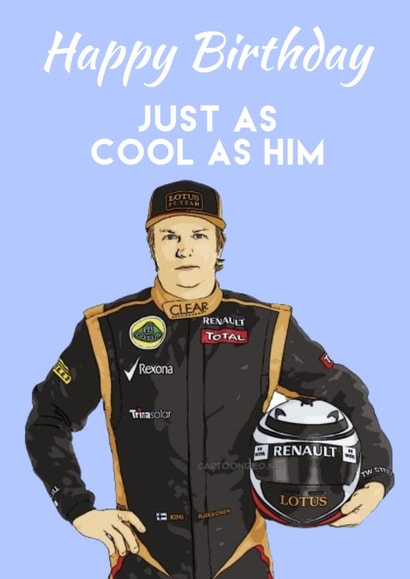 Kimi Raikkonen fan birthday card created by The Blue Carrot Co