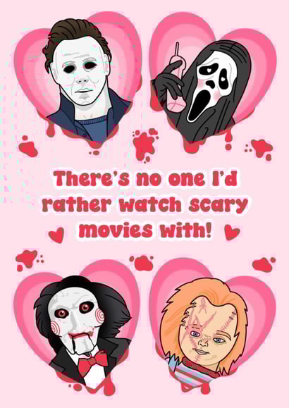 Horror Movie Birthday / Anniversary / Valentines Card, Scary Movies Love Card created by Katy Naughton