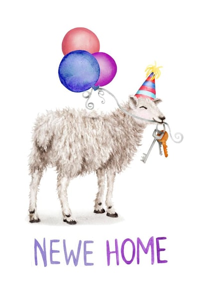 Funny Animal Pun New Home Card - Newe Home created by Citrus Bunn
