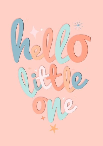 Hello little one pastel heart new baby card created by The Girl Next Draw Cards