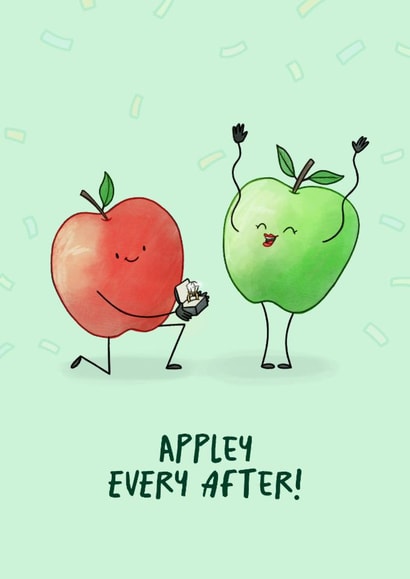 Appley ever after engagement card created by Easel & Bear