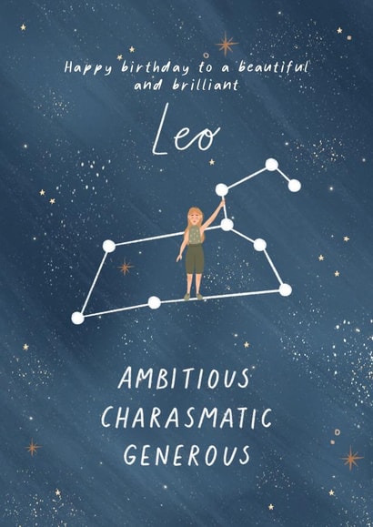 'Leo' Astrology Star Sign Happy Birthday Card created by Flourish Paperworks