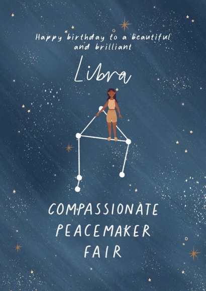 Libra Astrology Star Sign Happy Birthday Card created by Flourish Paperworks
