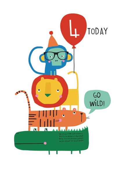 4th birthday animal card created by Dawn Machell