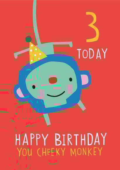 cheeky monkey 3rd birthday card created by Dawn Machell