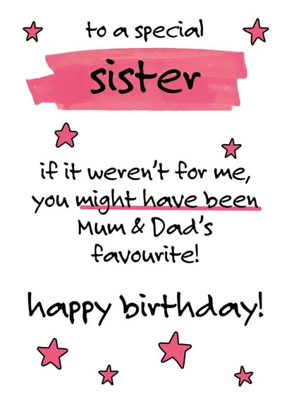 Cheeky Favourite Child Birthday Card for Sister created by Oh You Know Aaron